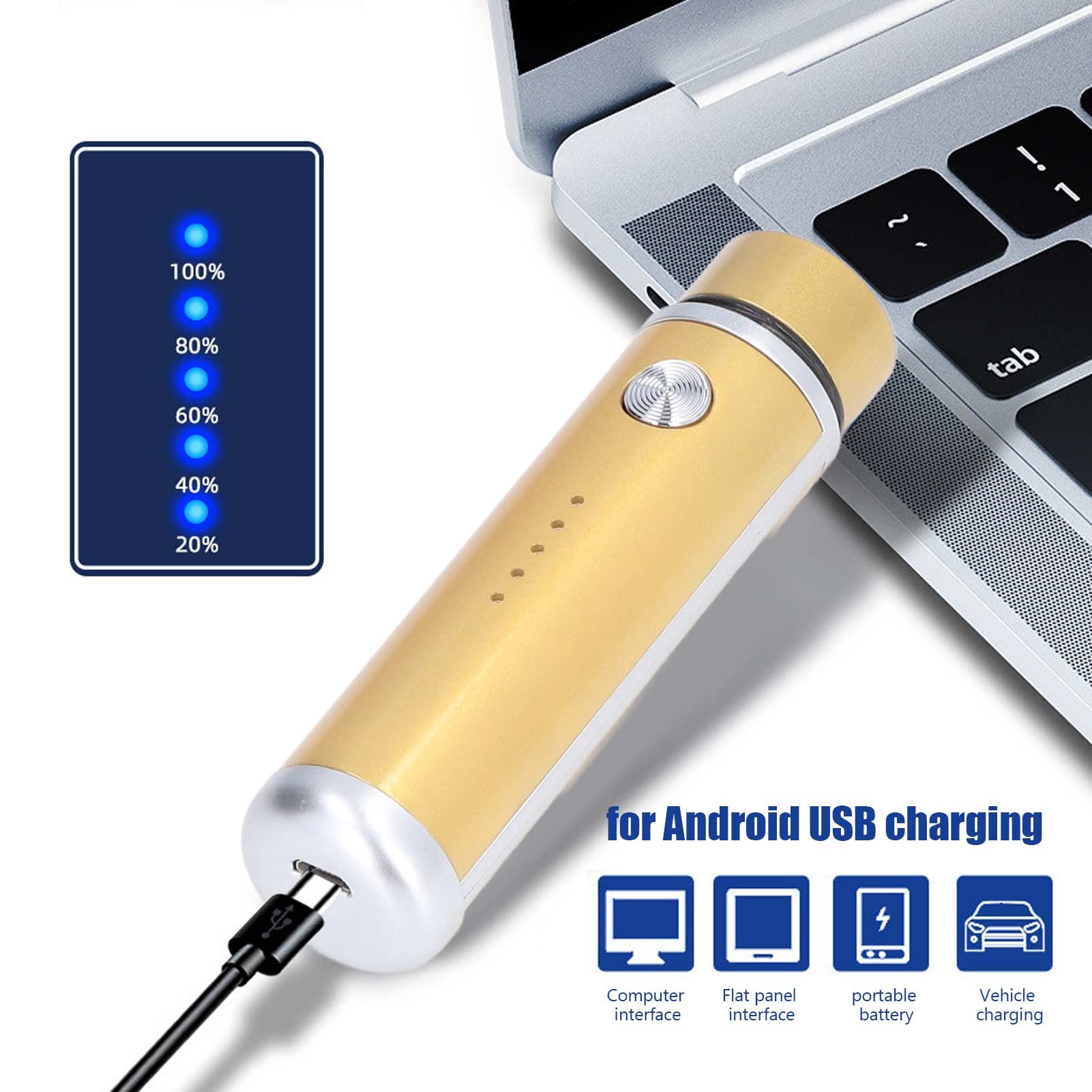 Portable USB Electric Mini Shaver for Men - Low Noise, Power Display, Gold - Perfect for Travel, Gym & Quick Grooming at Home or Office