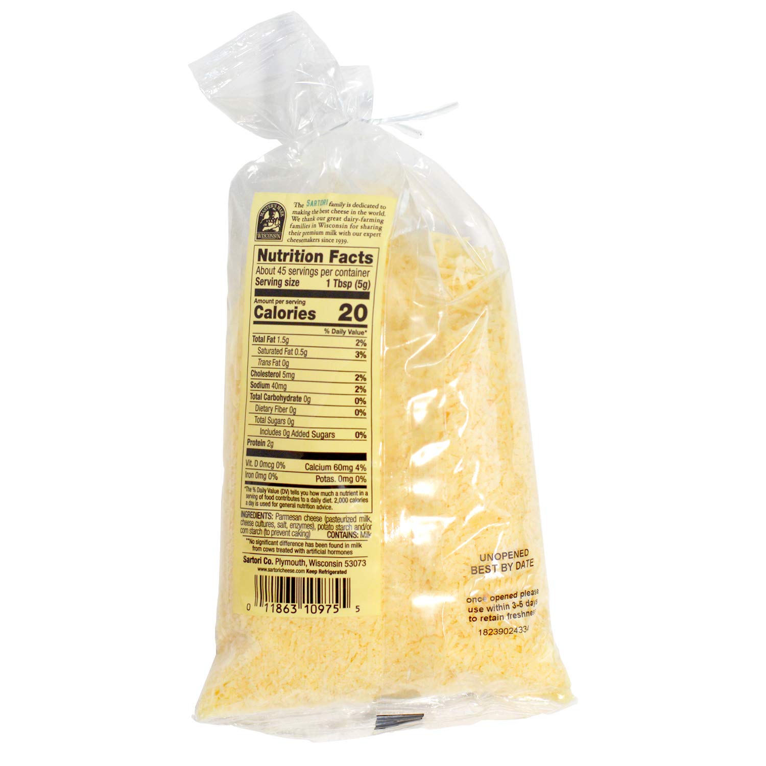Sartori Shredded Parmesan Cheese - 8 oz Bag | Premium Italian Cheese for Pasta, Pizza & Salads | Perfect for Cooking & Garnishing
