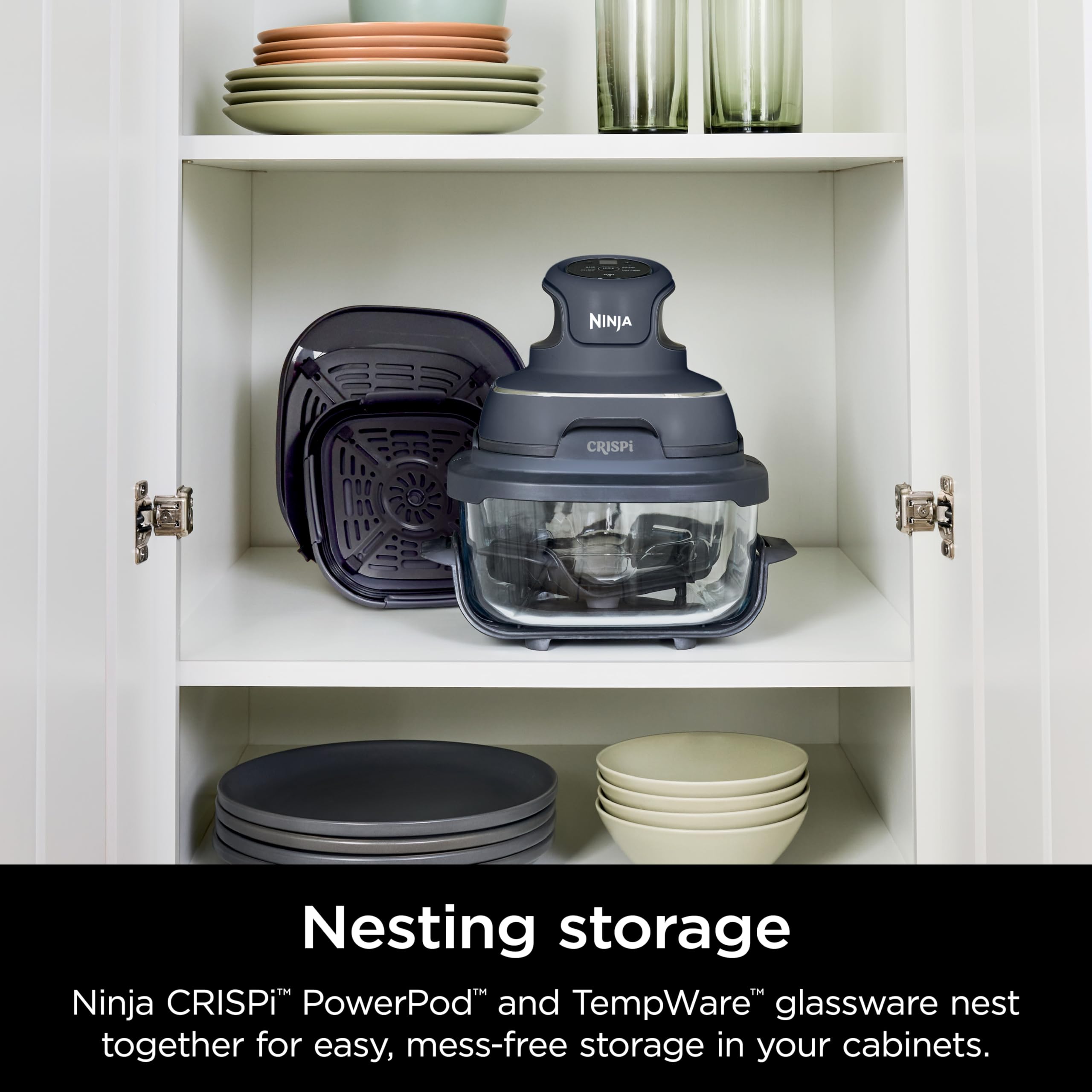 Ninja Crispi 4-in-1 Portable Glass Air Fryer Cooking System - 4QT & 6 Cup Glass Containers with Storage Lids - Easy Meals, Microwave, Freezer & Dishwasher Safe - Air Fry, Bake, Roast & Reheat - Perfect for Small Kitchens, Dorms, RVs & Quick Healthy Meals