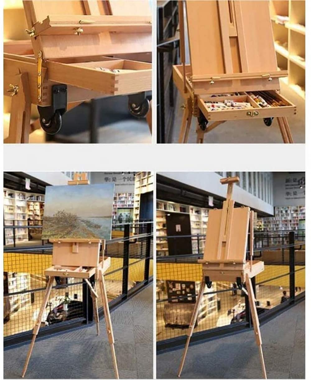 Adjustable Foldable Wooden Tripod Easel Stand with Storage Shelf & Palette - Perfect for Painting, Sketching & Drawing - Ideal for Artists, Students & Hobbyists - Great for Home, Studio & Classroom Use