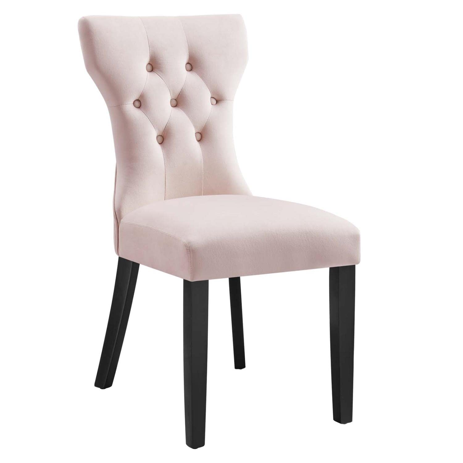Modway Silhouette Velvet Dining Chairs - Set of 2, Pink Upholstered Modern Kitchen Chairs with Metal Legs (EEI-5014-PNK) - Perfect for Dining Room, Breakfast Nook & Small Space Decor