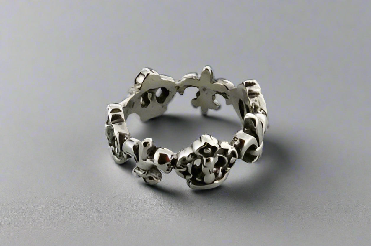 Sterling Silver Fleur de Lis & Crown Ring - Elegant Jewelry for Women, Perfect for Weddings, Parties & Special Occasions