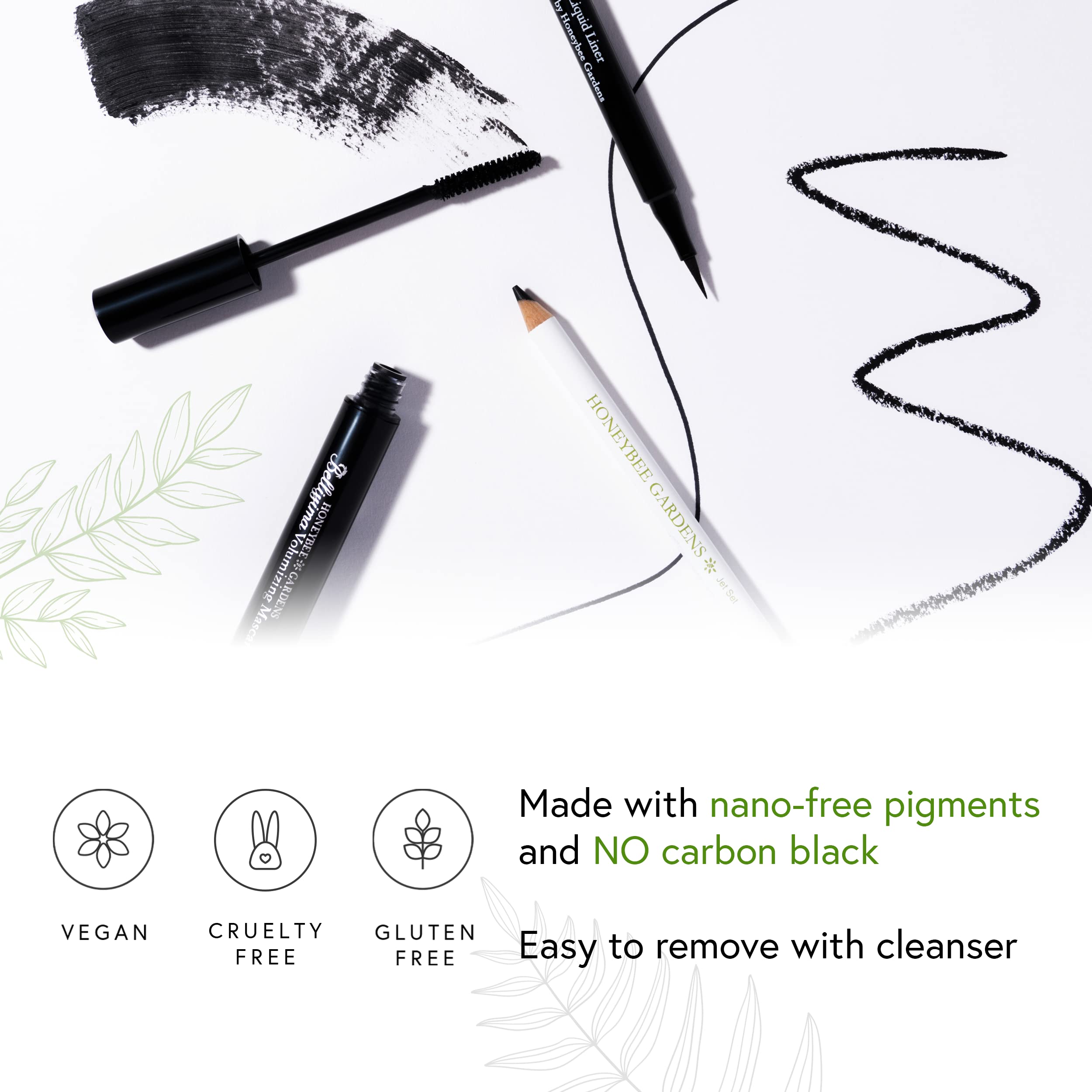 Honeybee Gardens ProTip Clean Liquid Eyeliner - Black, Nano-Free Pigments, Long-Wearing, Waterproof, Vegan & Cruelty-Free (0.034 fl oz) | Perfect for Sensitive Eyes & Everyday Makeup Looks