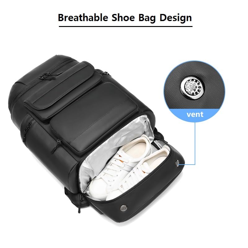 **50L Travel Backpack for Men - Waterproof Carry-On Backpack with Shoe Compartment & 17