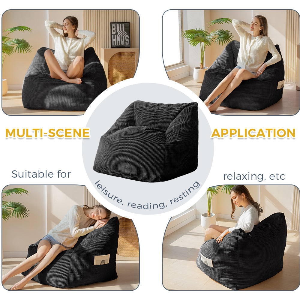 MAXYOYO Bean Bag Chair with Handle - Portable Floor Sofa for Teens, Gaming, Reading & Relaxing - Perfect for Living Room, Bedroom & Dorm Decor