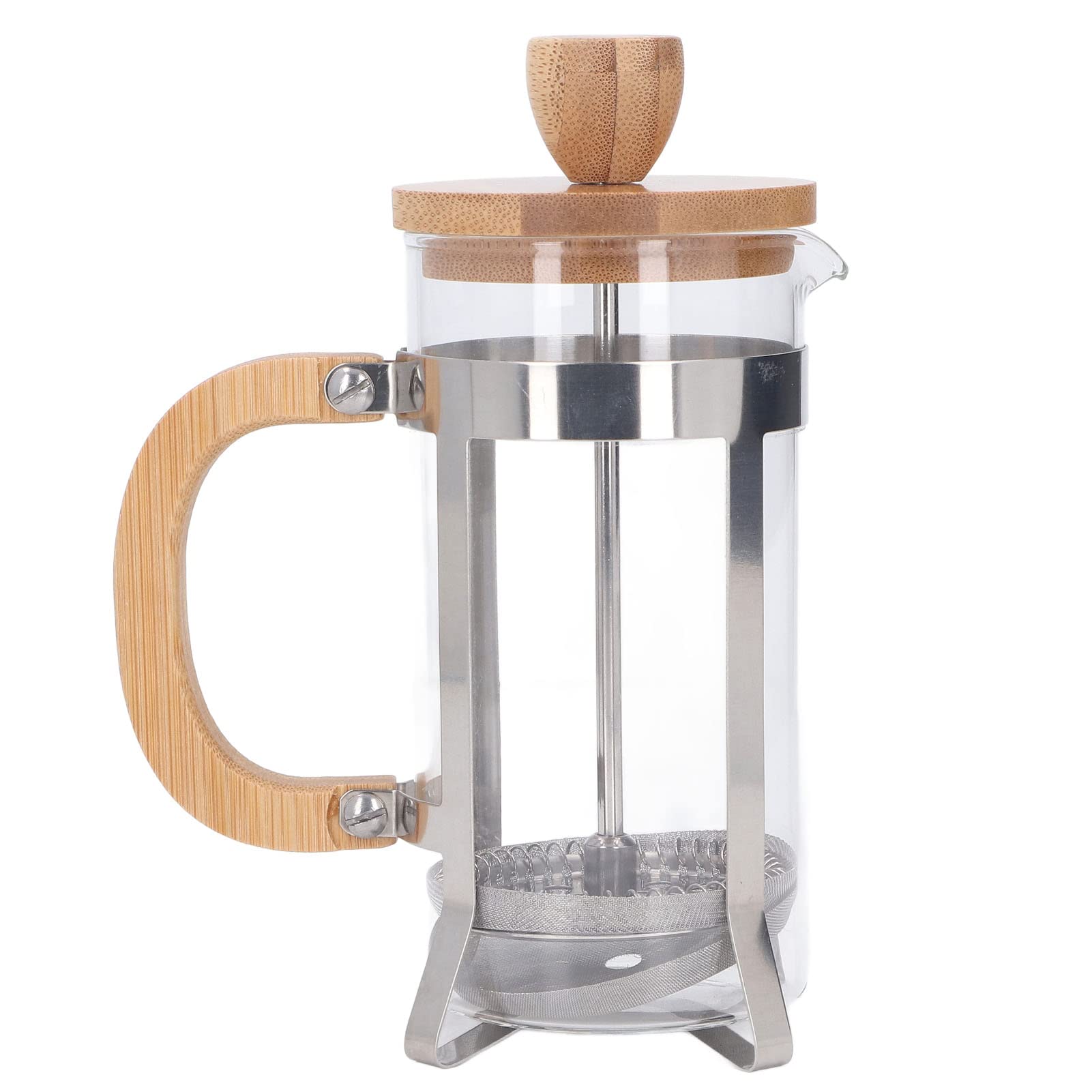Retro French Press Coffee Maker with Bamboo Handle - 600ml Non-Overflow Design for Office & Home Use - Perfect for Brewing Fresh Coffee, Tea & Herbal Infusions