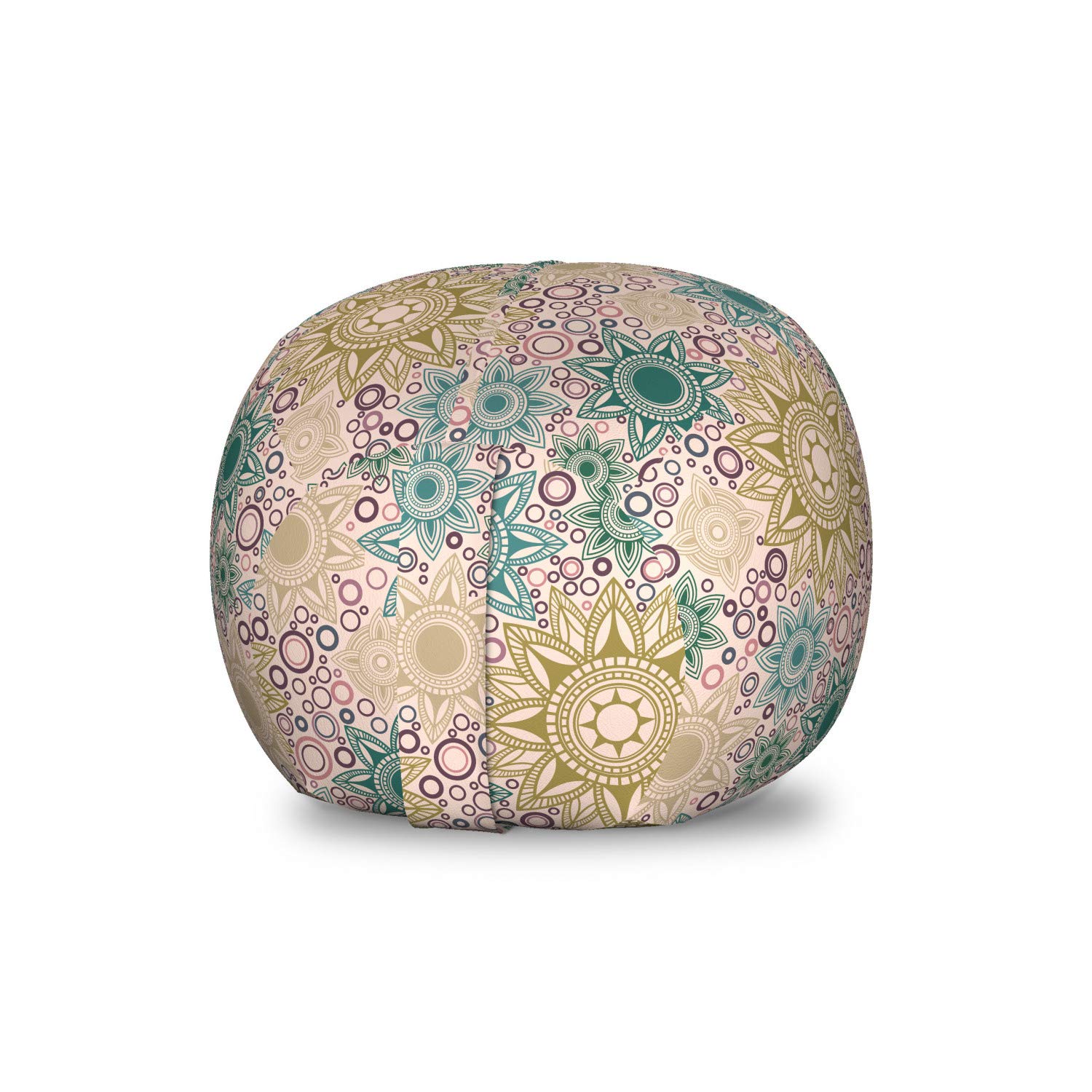 Ambesonne Mandala Toy Storage Bag Chair - Washable Stuffed Animal Organizer with Oriental Floral Circle Pattern, Small Multicolor for Kids' Room Decor & Playroom Organization