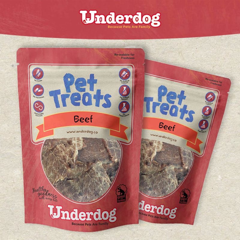 Premium Underdog Beef Air-Dried Dog Treats 80g - All-Natural, Grain-Free, High-Protein Snacks for Training & Rewarding Your Dog