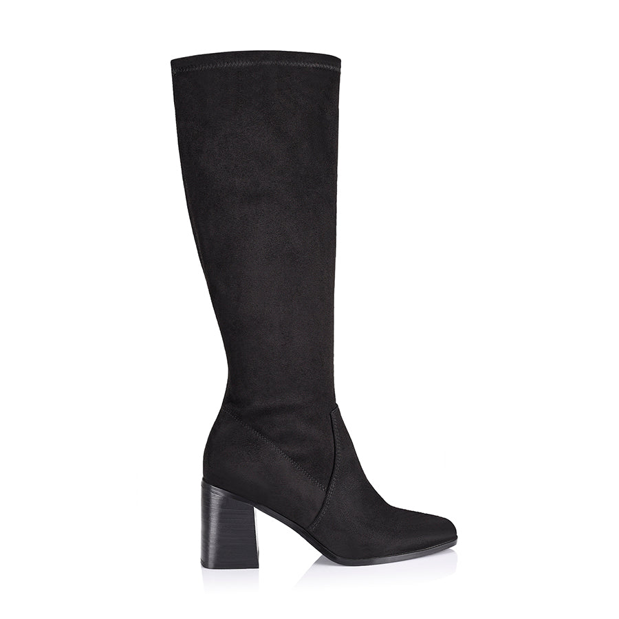 Linden Knee High Boots for Women - Black Micro Suede Fashion Boots for Fall & Winter - Stylish & Comfortable Booties for Casual Outfits, Office Wear & Night Out