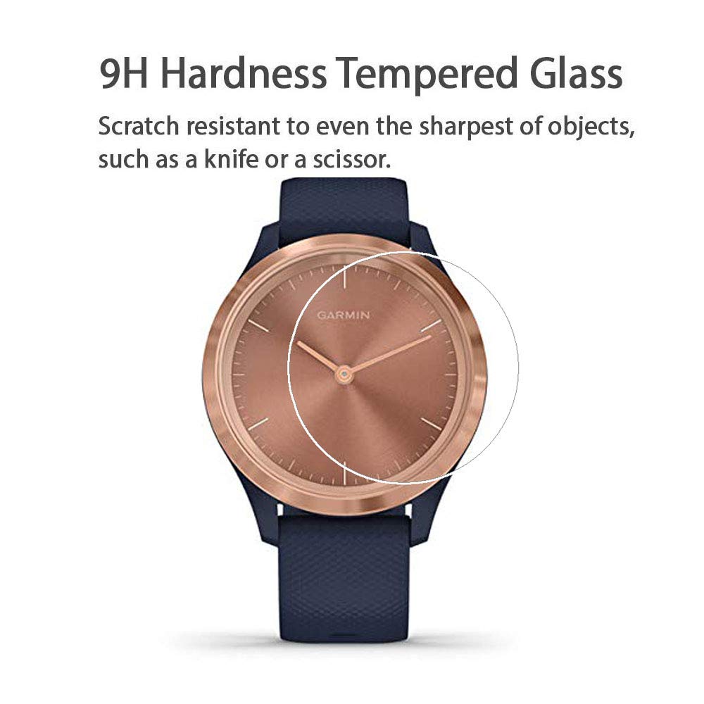 Garmin Vivomove 3S Tempered Glass Screen Protector - 9H Hardness, Anti-Fingerprint (3 Pack) for Sports & Work
