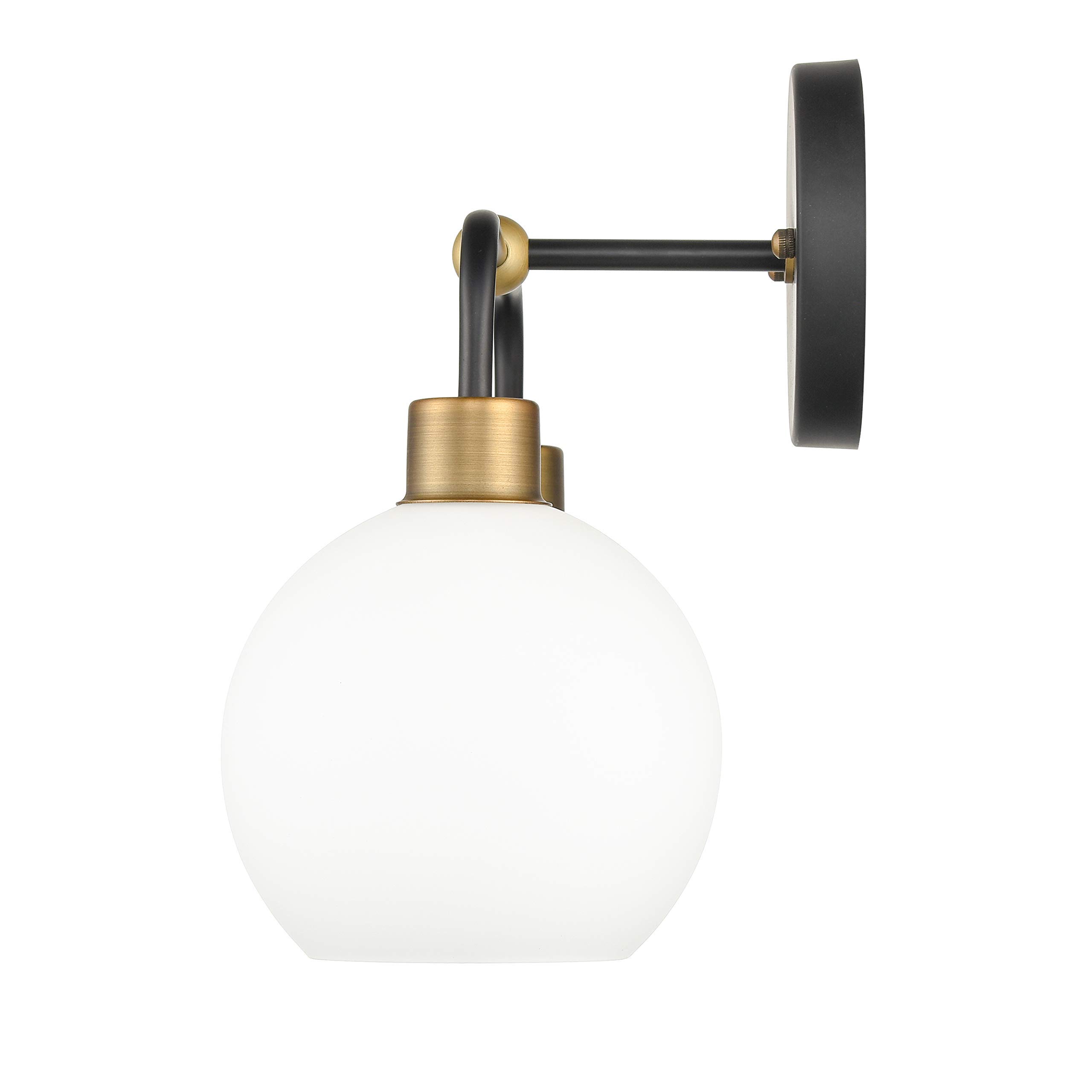 Liara Lukasa Modern Bathroom Vanity Lights - 2-Light Matte Black & Gold Over Mirror Lighting with Frosted Glass Covers, UL Listed - Perfect for Bathroom, Powder Room, and Dressing Area Lighting