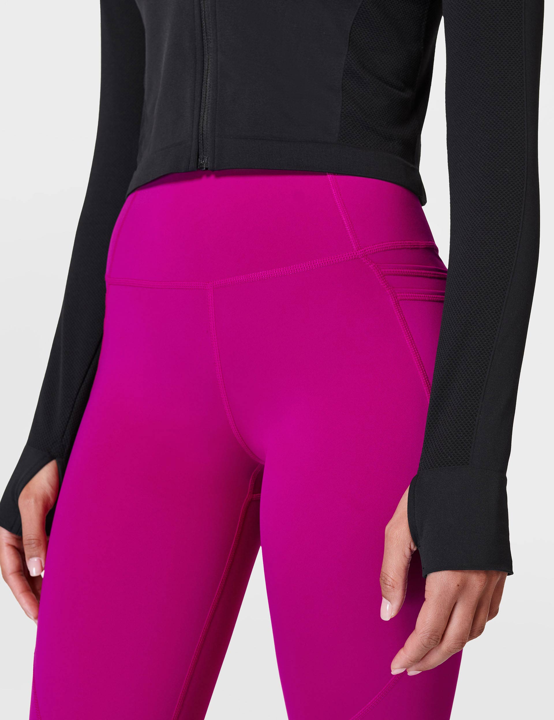 Seamless Zip-Up Gym Crop Top for Women - Black | Workout, Yoga & Running Activewear