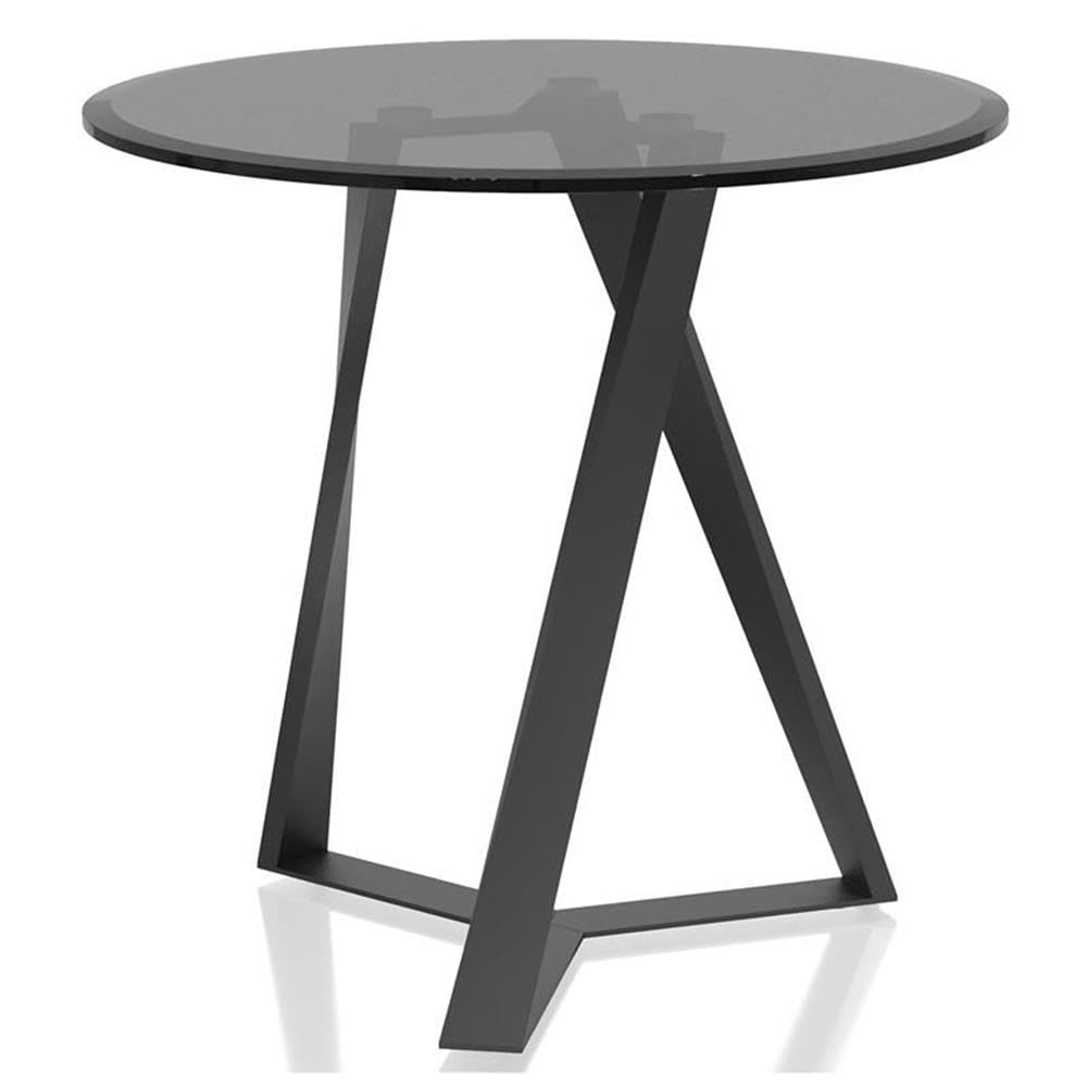 Furniture of America Hetra Modern Black Glass Top End Table - Stylish Accent Table for Living Room, Bedroom, or Office Decor