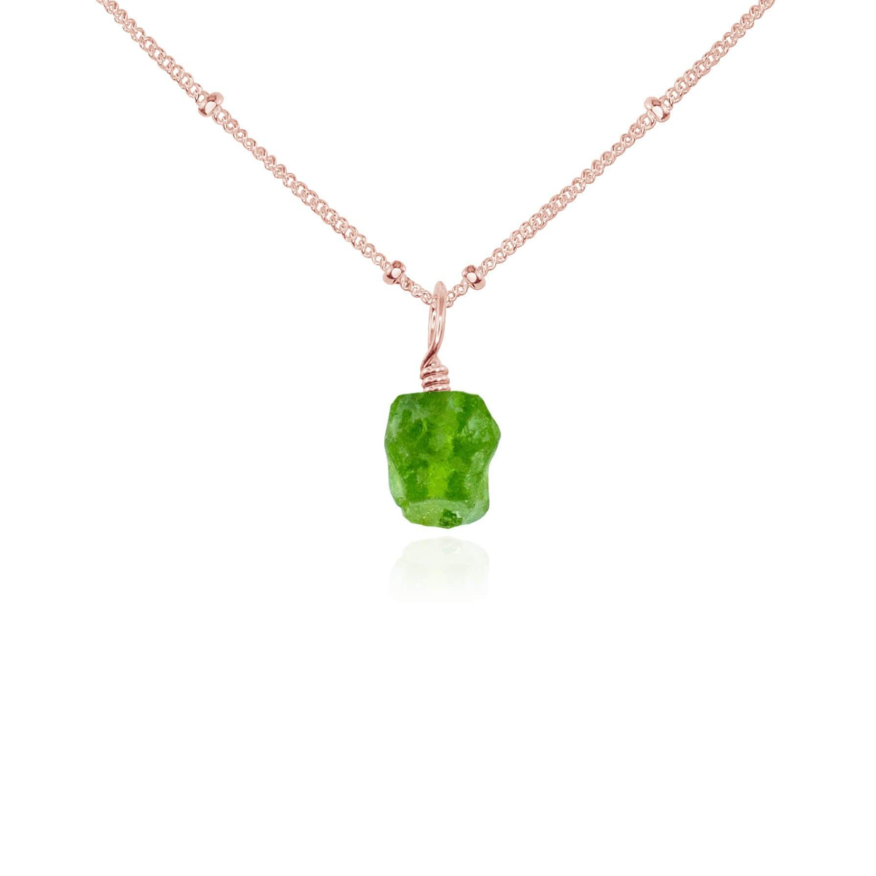 Tiny Raw Peridot Pendant Necklace - Natural Green Gemstone Jewelry for Women | Perfect for Boho Style, Everyday Wear & Gift Giving
