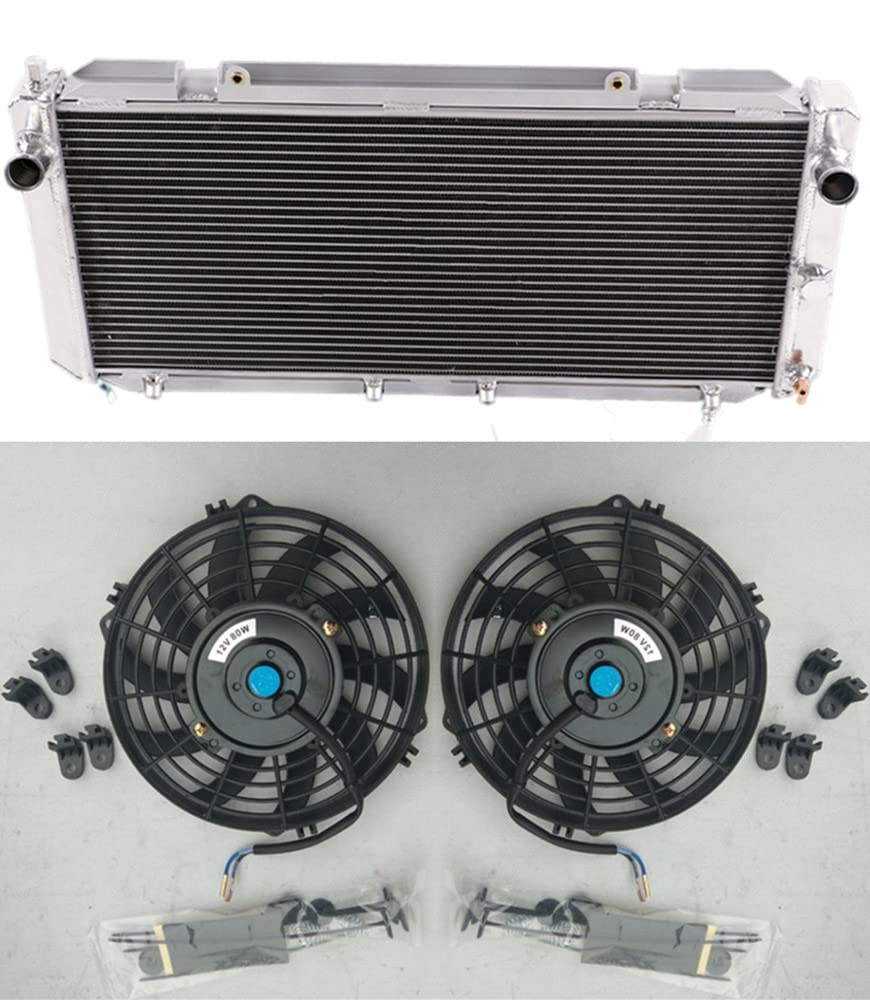 High Performance 2-Row Aluminum Radiator with Dual Fans for 1990-1997 Toyota MR2 3SGTE SW20 (2.0L L4 MT) - Perfect for Racing, Daily Driving & Engine Cooling Upgrades