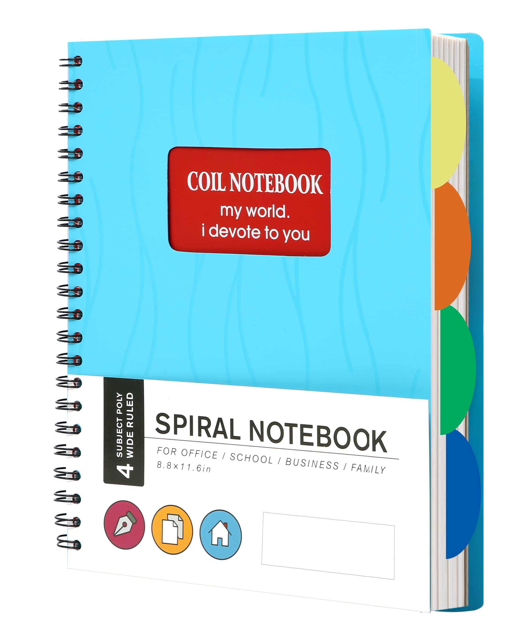 5 Subject Spiral Notebook with Dividers - Wide Ruled 240 Pages, Spiral Bound Notebook with Tabs for School, College & Office - Lined Writing Journal, 6.3