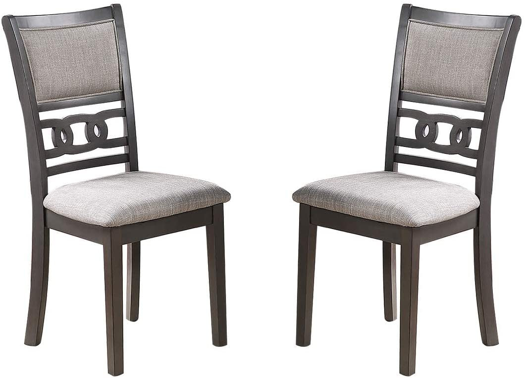 Modern Grey Dining Room Chairs Set of 2 - Upholstered Cushion Seats with Unique Back Design - Perfect for Kitchen, Breakfast Nook & Small Space Dining - Comfortable Side Chairs for Home Decor