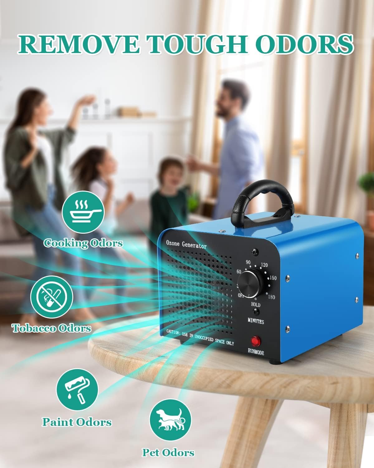 Tiiroy 30000MG Ozone Generator for Home & Car - Eliminate Odors, Purify Air in Bedrooms, Kitchens, Cars & Offices