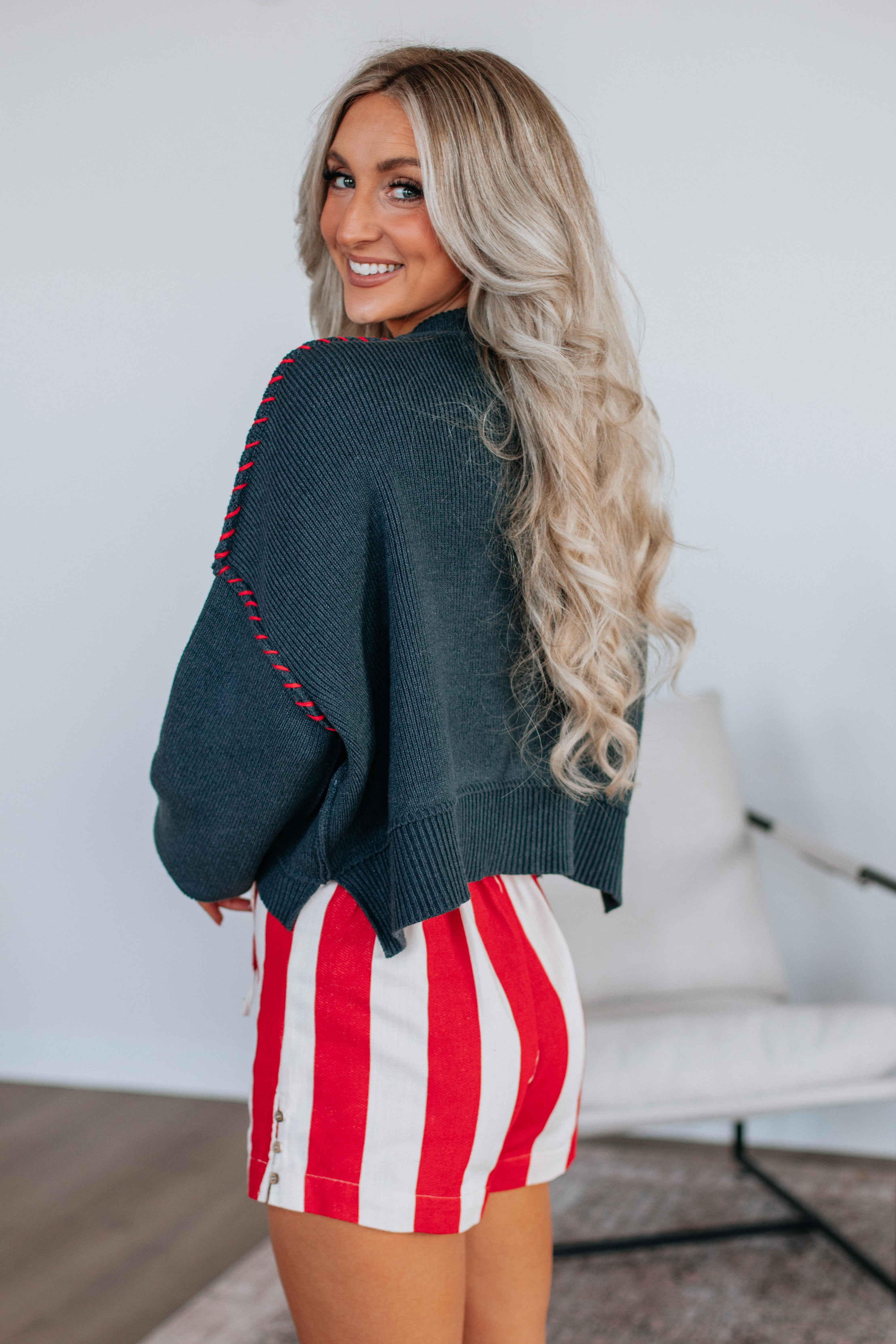 Americana Sweater for Women - Classic Navy Pullover | Cozy & Stylish Casual Wear for Fall & Winter