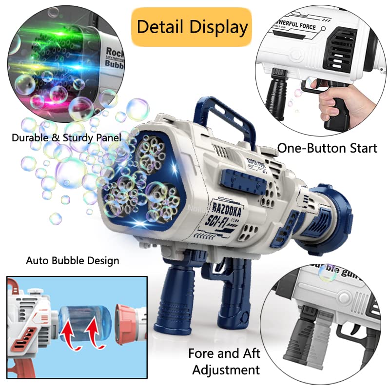 Automatic Bubble Blaster Gun for Kids - 24 Hole LED Bubble Maker Machine, Summer Outdoor Toys & Birthday Party Favors | Fun for Backyard Play, Park Adventures & Festive Celebrations