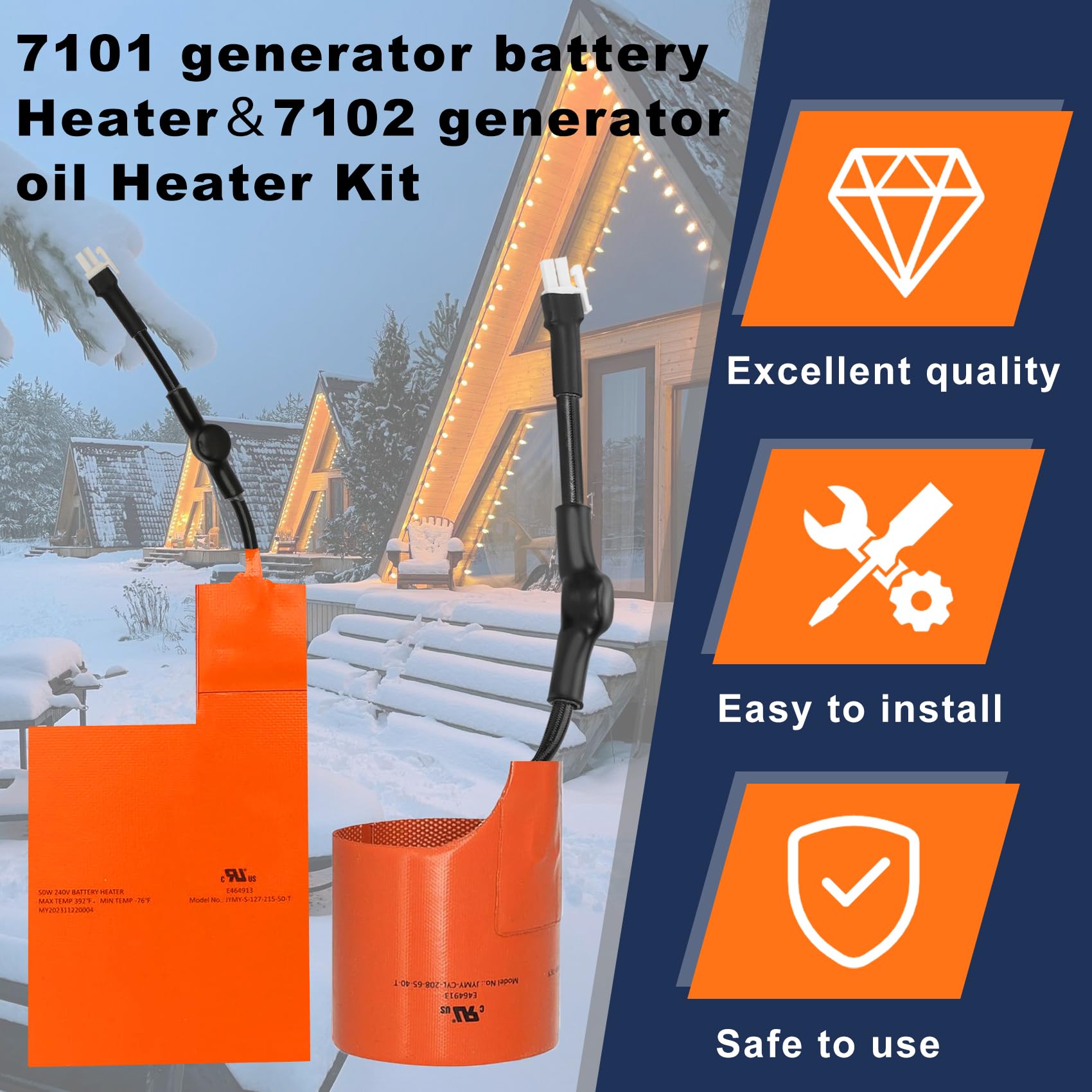 7101 Battery Heater Pad & 7102 Oil Heater Kit - Compatible with 9KW-22KW Air Cooled Standby Generators | Cold Weather Protection for Outdoor Generators | Improves Generator Efficiency in Winter & Extreme Cold Conditions
