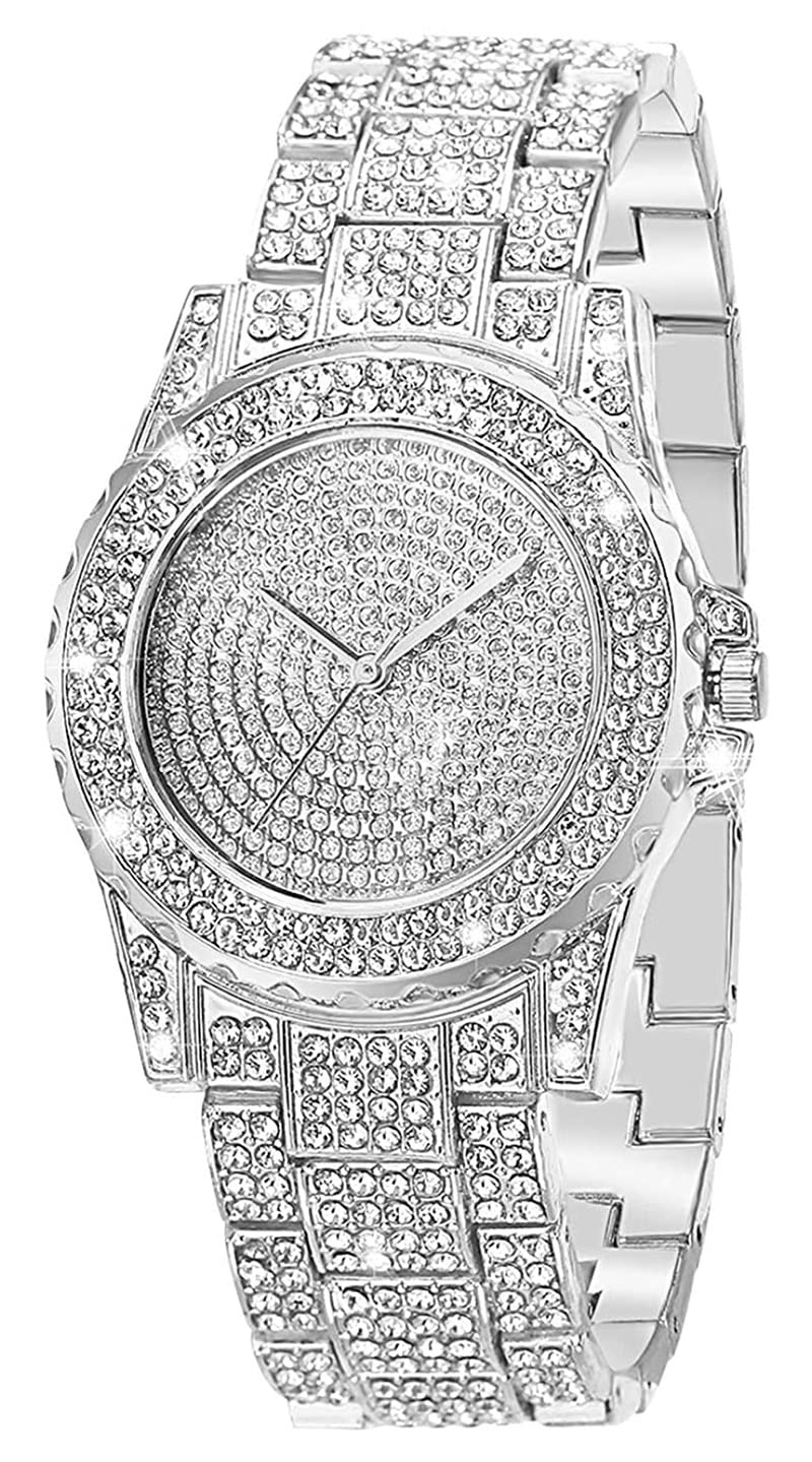 Luxury Women's Diamond Watch - Stainless Steel Crystal Rhinestone Wristwatch for Ladies - Elegant Iced-Out Fashion Watch - Perfect for Parties, Weddings & Special Occasions