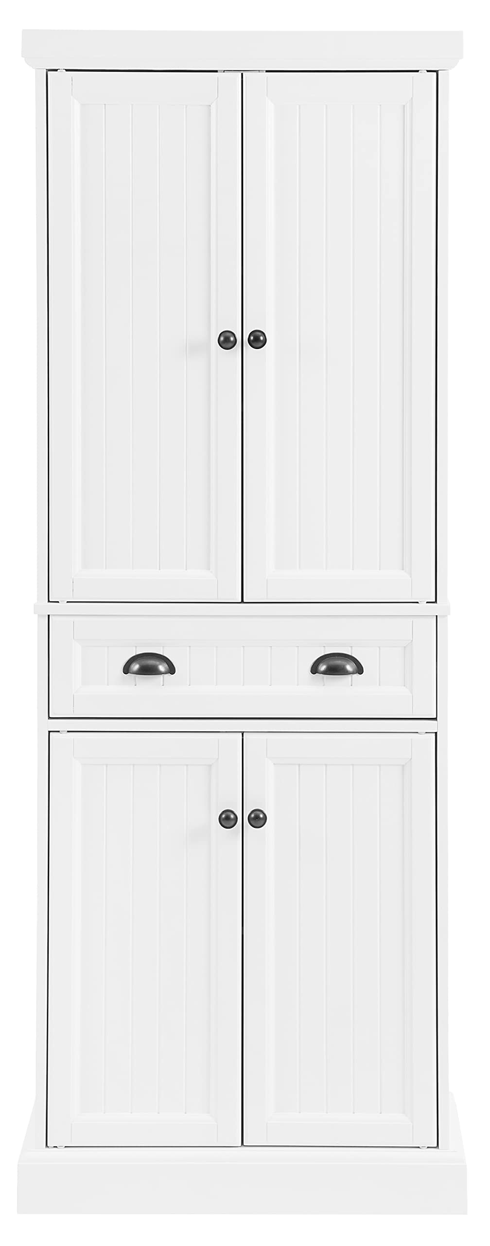Crosley Shoreline Coastal Pantry Storage Cabinet with Adjustable Shelves - White Kitchen, Dining & Laundry Room Organizer for Home Storage Solutions
