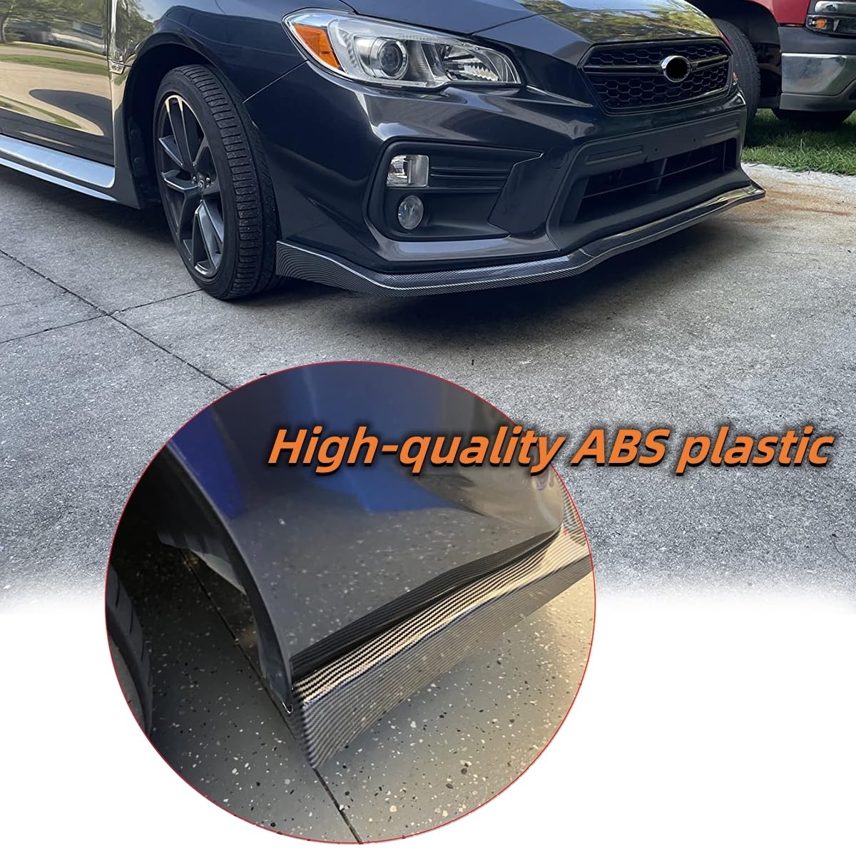 3PCS Carbon Fiber Front Bumper Lip Spoiler & Diffuser Splitter for 2015-2020 Subaru WRX STI Sedan - CS-Style Aero Kit for Enhanced Performance & Aggressive Look (Perfect for Racing, Car Shows & Street Tuning)