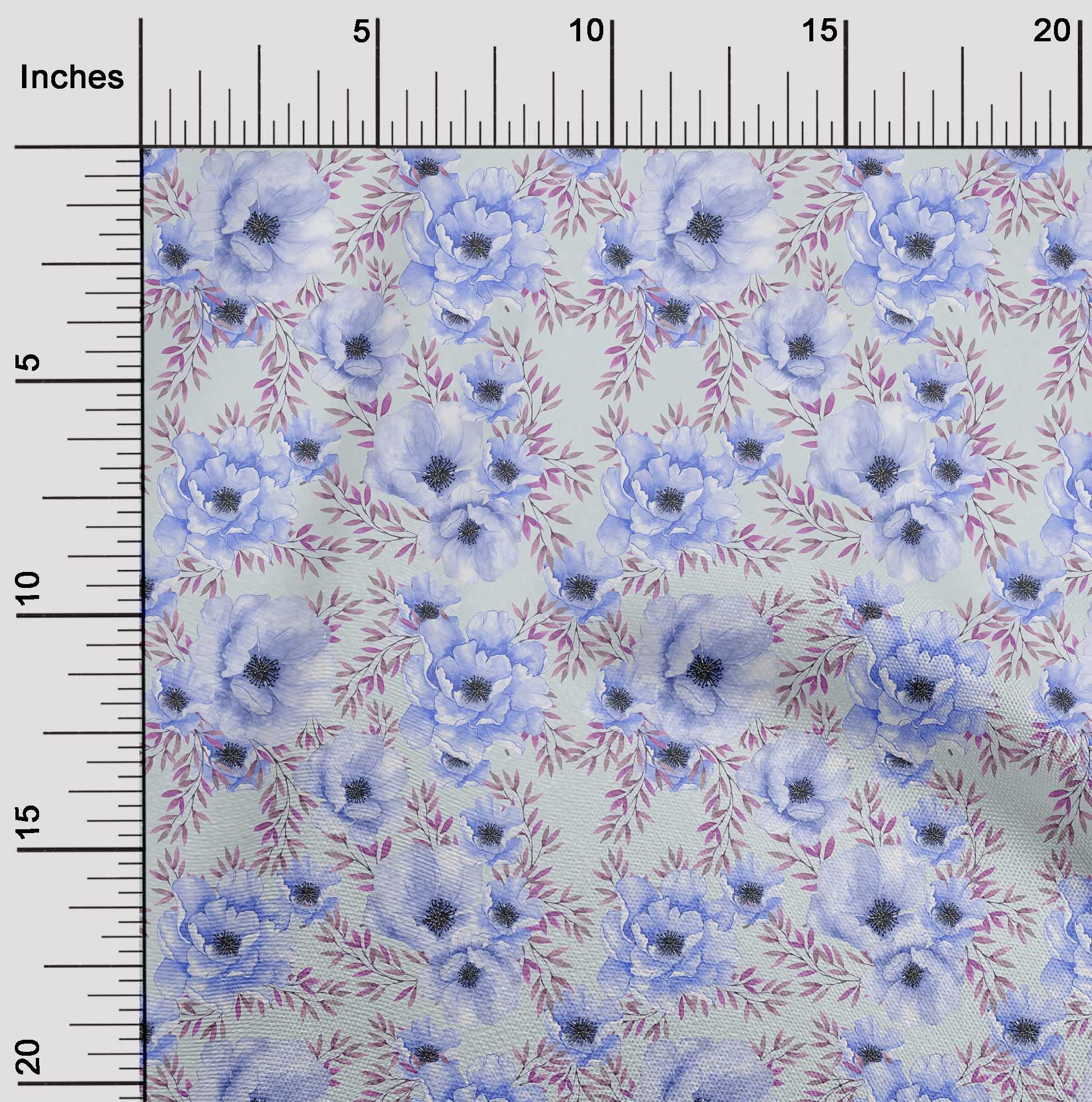 oneOone Viscose Jersey Fabric - Medium Purple Floral Print, 60