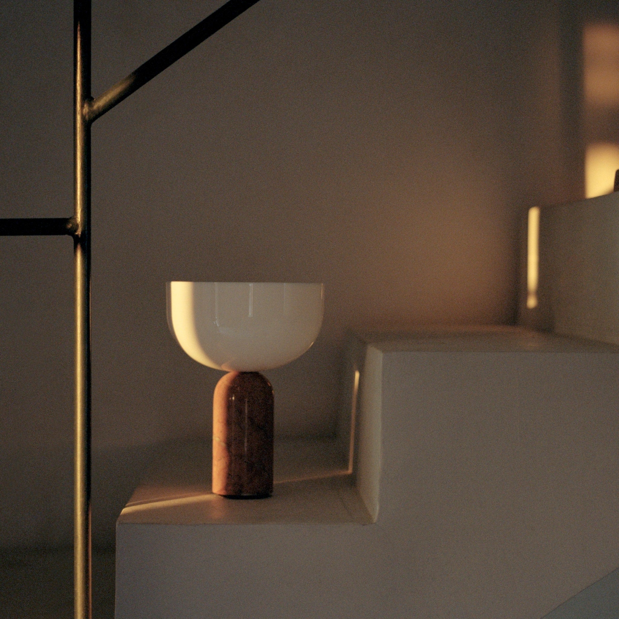 NEW WORKS Kizu Portable Table Lamp - Modern Breccia Pernice Marble Design for Bedroom, Living Room & Office | USB Rechargeable LED Night Light