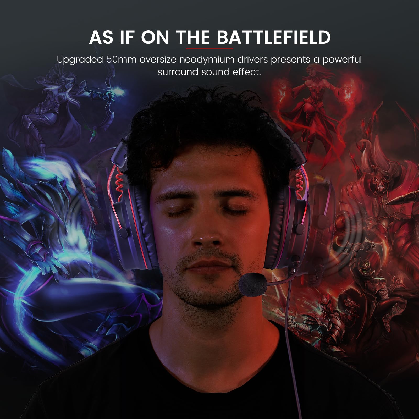 EKSA E900 Pro Gaming Headset with Detachable Noise-Canceling Microphone - 3D Surround Sound Wired Headphones for PC, PS4, PS5, Xbox, Nintendo Switch, Laptop & Mobile Devices (3.5mm Jack) - Perfect for Competitive Gaming, Streaming & Online Meetings