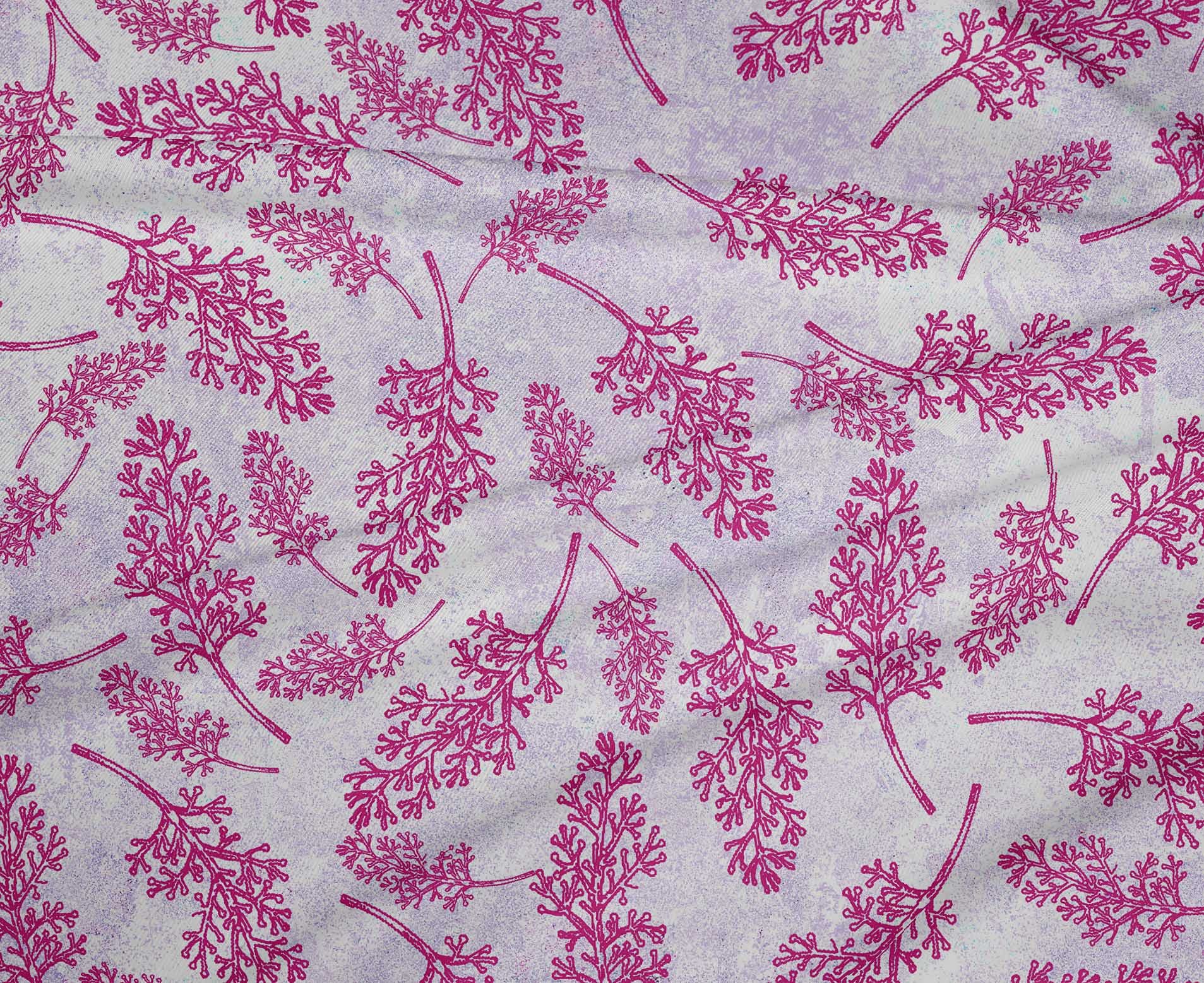 oneOone Polyester Spandex Fuchsia Pink Leaf Print Fabric by The Yard - 56 Inch Wide Dress Material for Summer Dresses, Skirts & DIY Fashion Projects