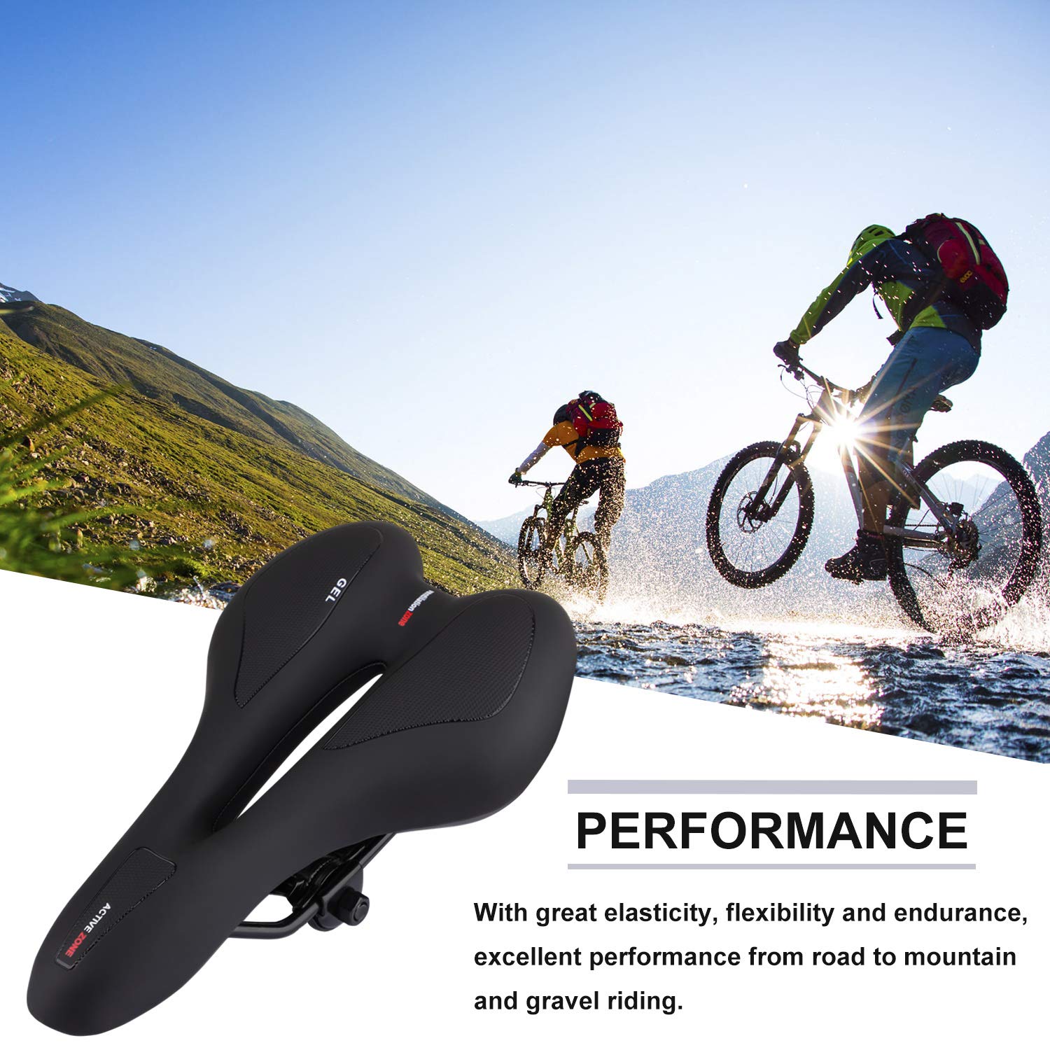 Comfortable Bike Seat Gel Cushion - Universal Bicycle Saddle for Men & Women - Perfect for MTB, Mountain, Road, Trekking & Cross Bikes - Ideal for Long Distance Cycling & Commuting