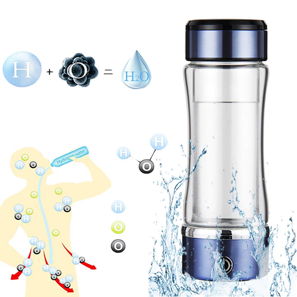 Hydrogen-Rich Water Cup with USB Portable Generator - Quantum Energy Glass Cup for Detox & Anti-Aging | Perfect for Gym, Office & Travel Hydration