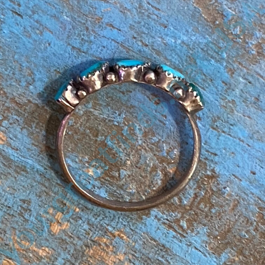 Turquoise Row Ring - Sterling Silver Navajo Jewelry Size 6 for Women | Handmade Southwest Style Ring for Everyday Wear & Special Occasions