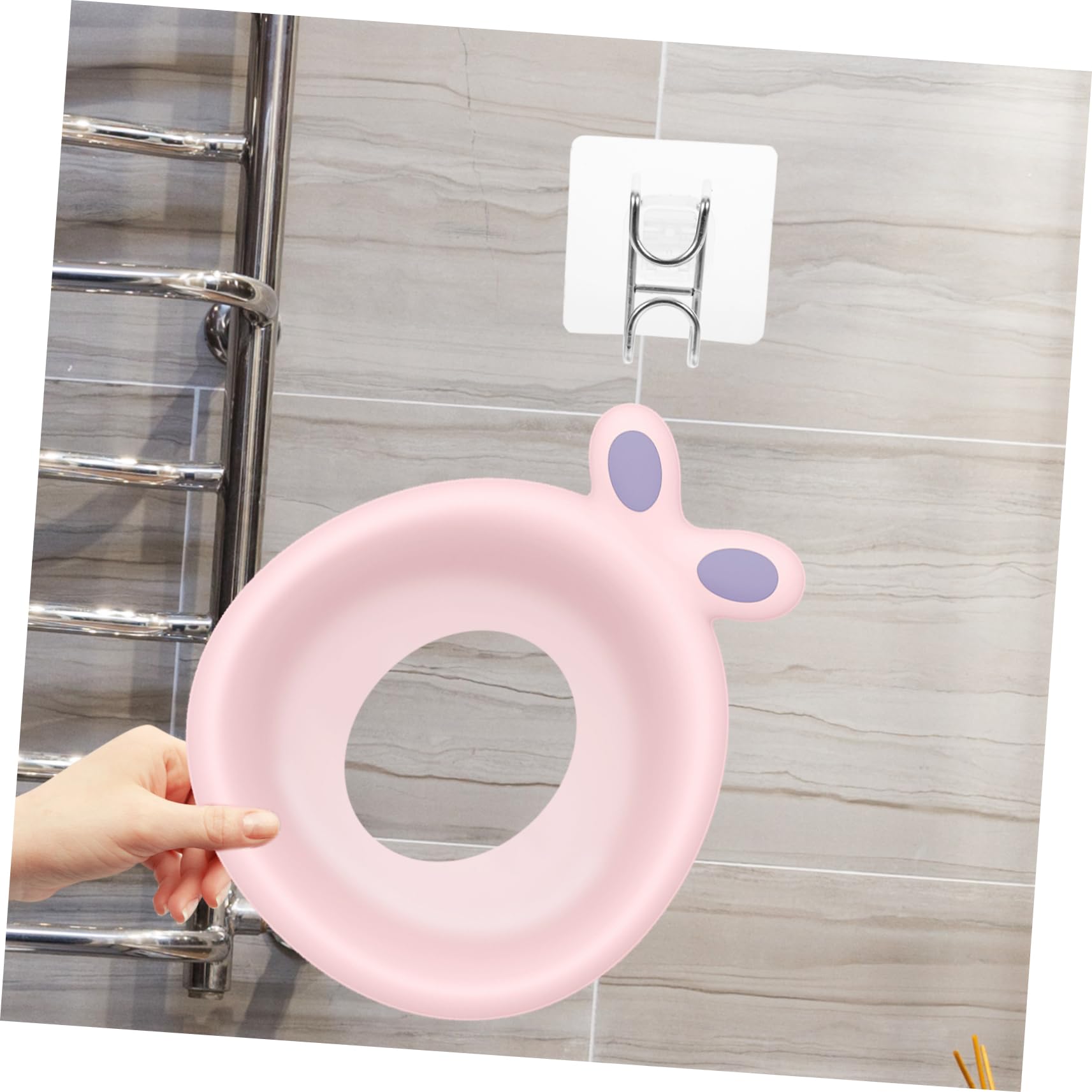 Sturdy Carbon Steel Potty Hook - Non-Slip Adhesive Wall Hanger for Boys & Girls Toilet Seat Organization | Bathroom Storage Solution for Kids' Potty Training & Small Space Organization