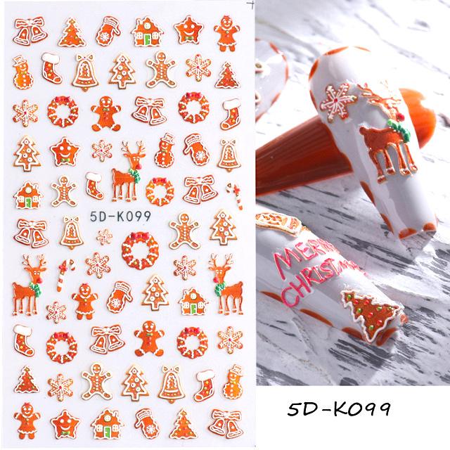 5D Christmas Nail Art Stickers - Festive Holiday Nail Decals for DIY Manicures, Parties & Gifts | Self-Adhesive Nail Stickers for Women & Girls