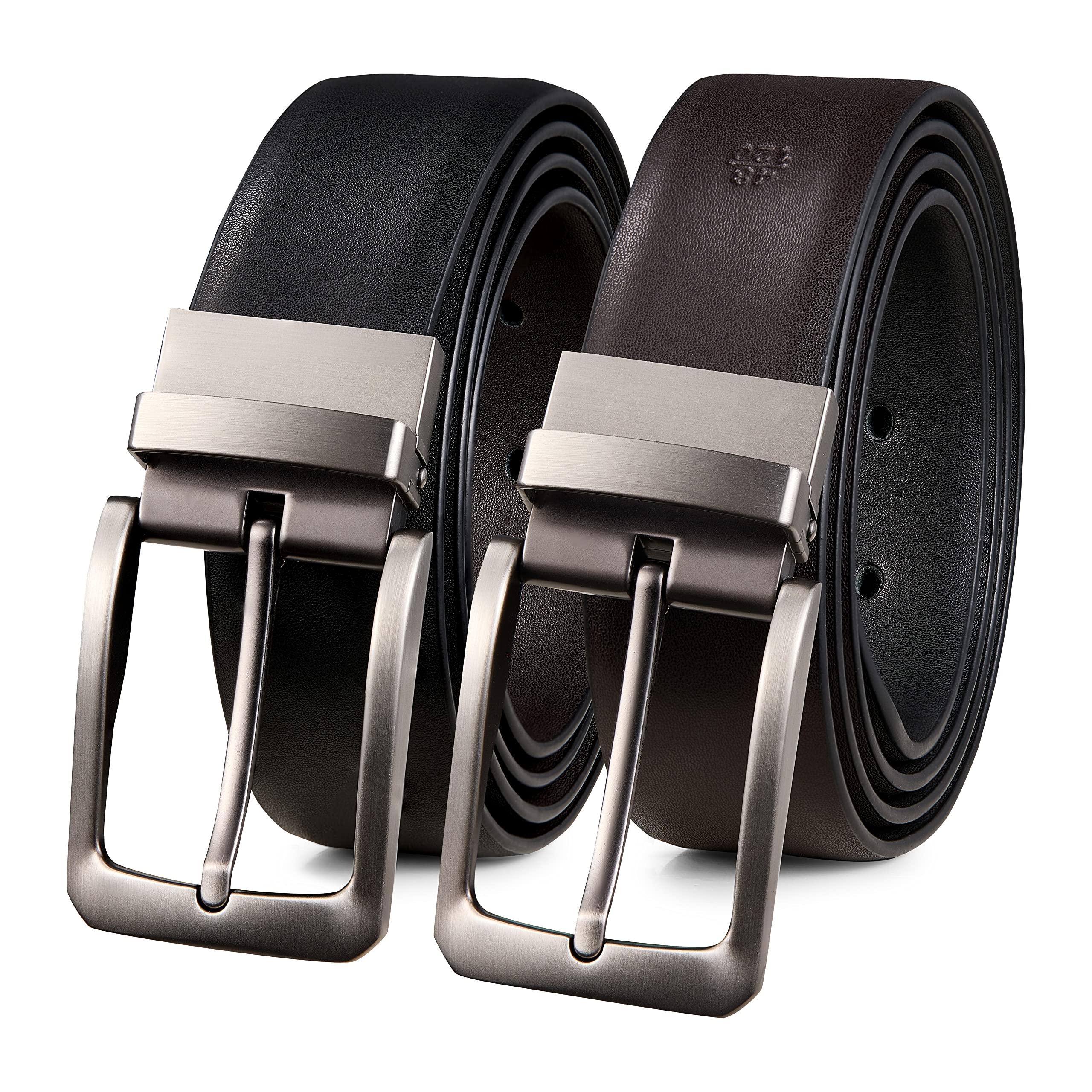 Men's Reversible Belt - Italian Genuine Leather Dress Belt for Casual & Formal Wear - Black & Brown Dual Color - Perfect for Jeans, Office & Gifts - Elegant Gift Box Included