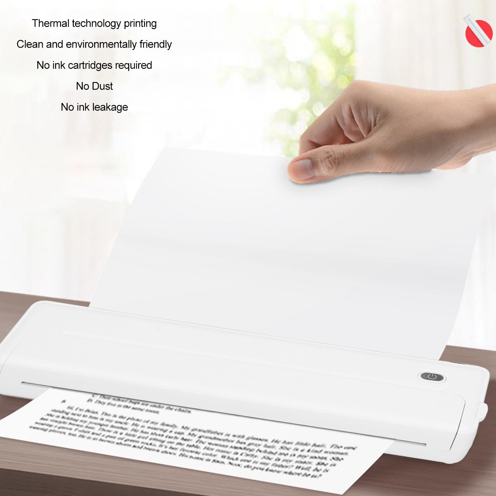 Wireless Thermal Printer for A4 Printing - Portable Inkless Printer with Mobile App & One-Touch Scanning - Ideal for Travel, Photos, Labels & On-the-Go Printing