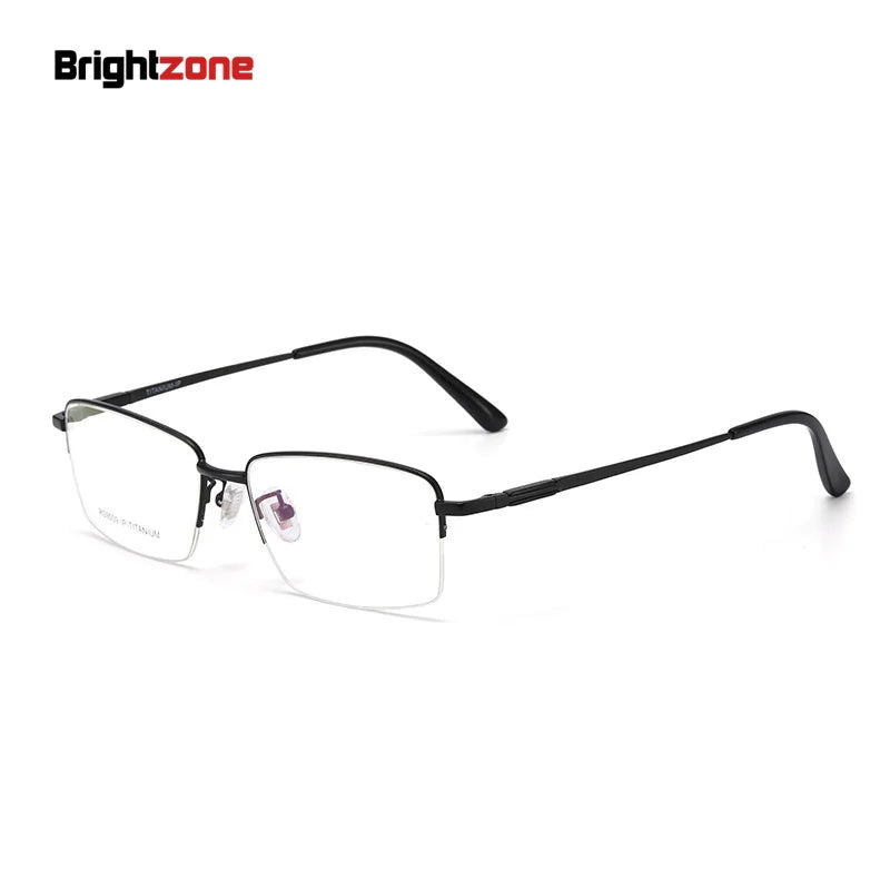 Brightzone Unisex Semi-Rimless Square Titanium Eyeglasses Frame 71205 - Lightweight & Durable for Work, Reading & Everyday Wear