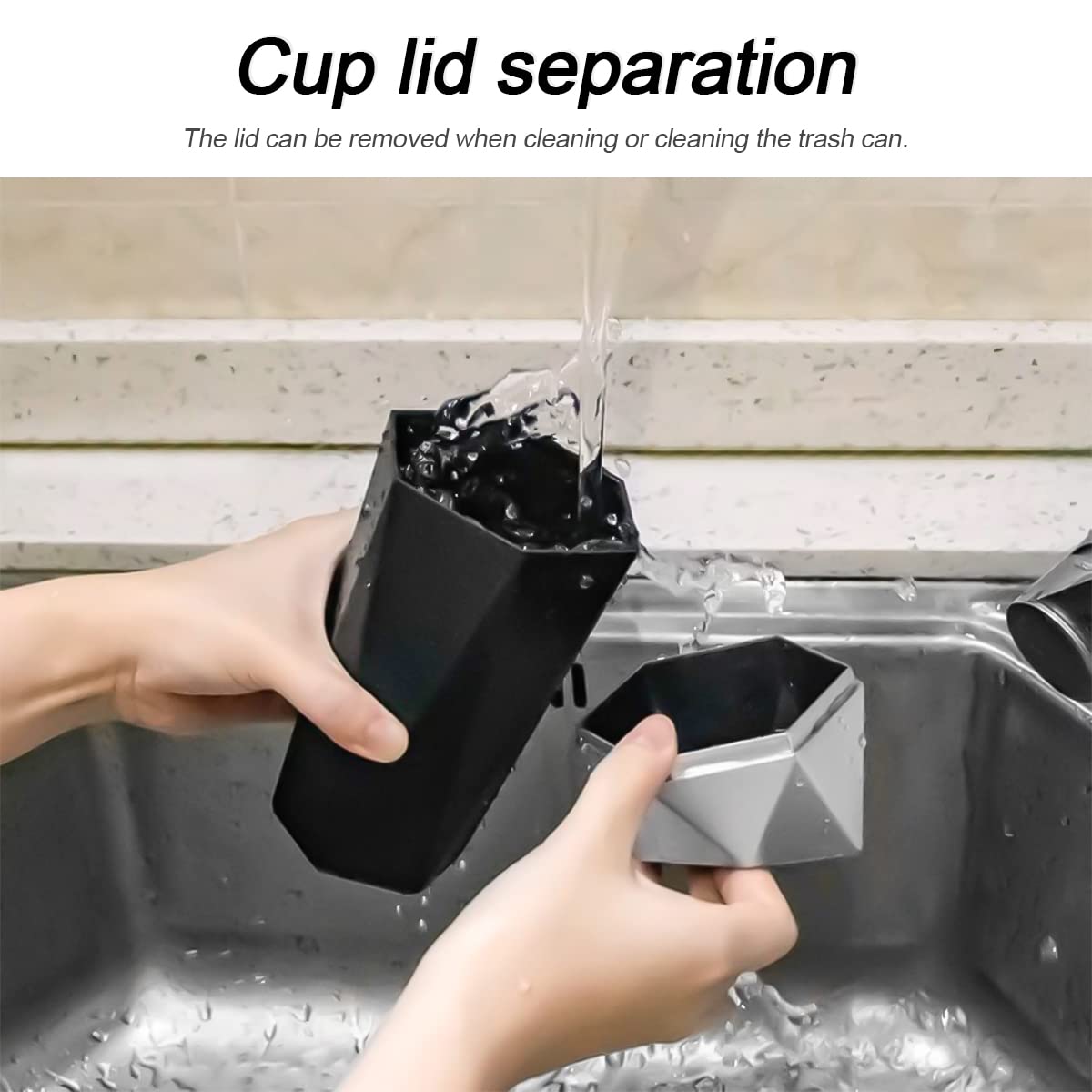 Leakproof Car Trash Can with Lid - Mini Portable Auto Garbage Bin for Vehicles, Waterproof Diamond Design Dustbin - Ideal for Car, Home, Office, Kitchen & Bedroom - Gold (1 Pack) | Perfect for Road Trips, Commuting & Keeping Your Space Clean