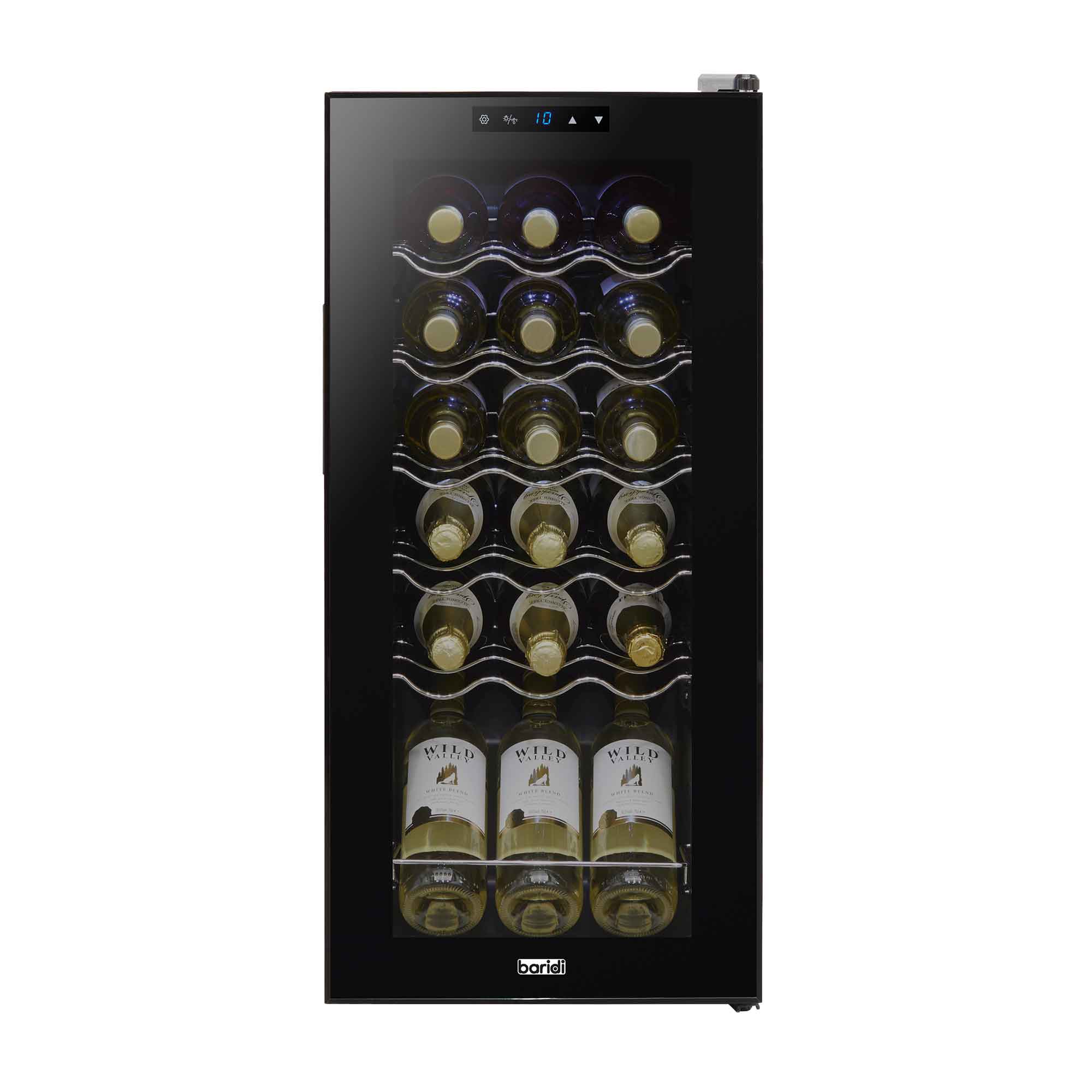 18 Bottle Wine Cooler Refrigerator - Digital Touch Screen Control, LED Lighting, Black - Perfect for Home Bars, Kitchens & Wine Cellars - DH6