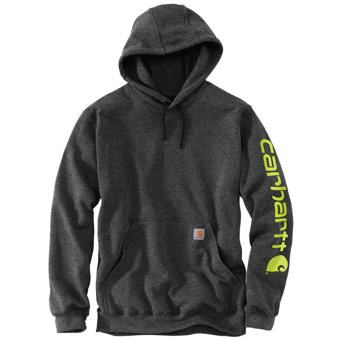 Carhartt Men's Signature Sleeve Logo Pullover Hoodie - Warm Fleece-Lined Sweatshirt for Work, Outdoor Activities & Casual Wear