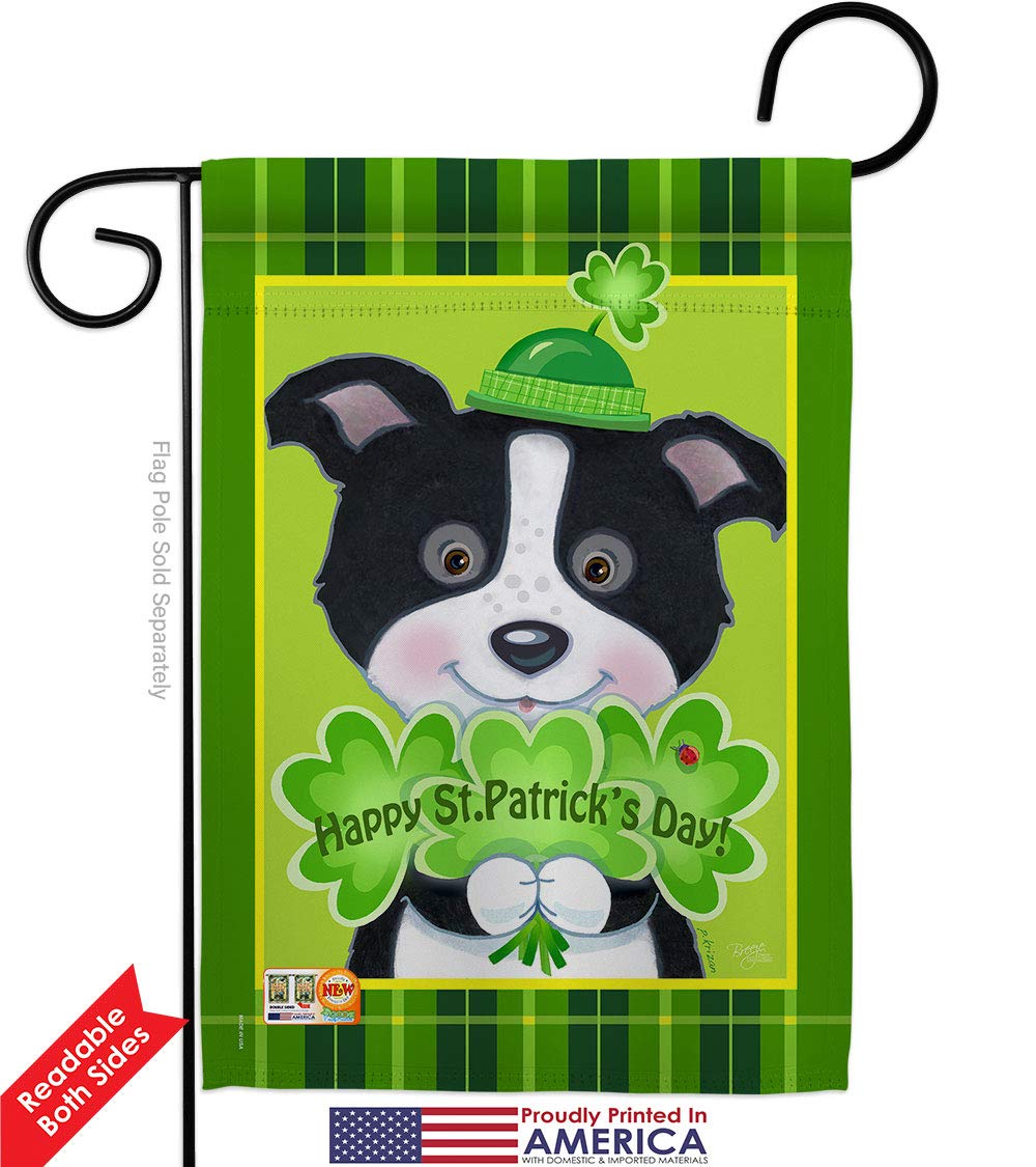 St. Patrick's Day Puppy Garden Flag Set - Double-Sided Yard Decor for Spring