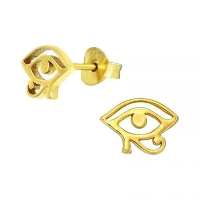 Gold Eye of Horus Stud Earrings - Ancient Egyptian Symbol Jewelry for Women - Perfect for Everyday Wear, Gifts & Spiritual Protection