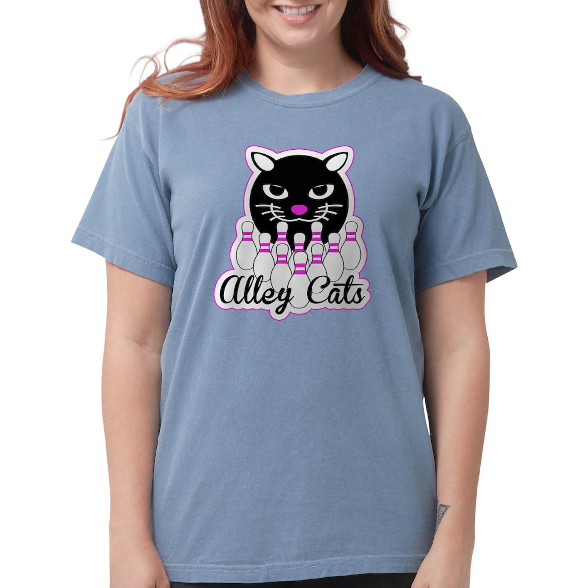 Alley Cat Bowling T-Shirt for Women - Soft Comfort Colors Cotton Tee - Perfect for Casual Wear, Bowling Nights & Cat Lovers
