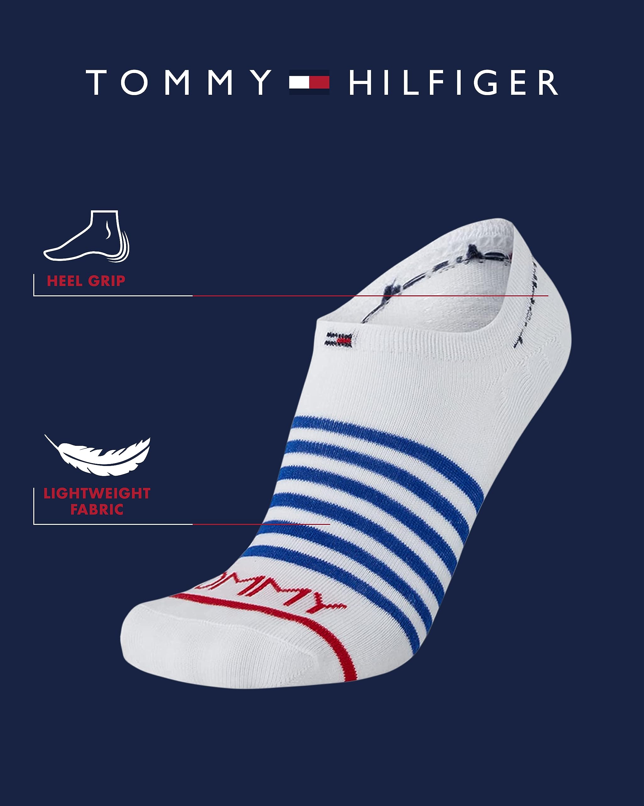 Tommy Hilfiger Men's Low Cut No Show Socks 3-Pack - Lightweight Cushioned Athletic Socks for Casual & Sports (Size 7-12) - Perfect for Running, Gym & Everyday Wear