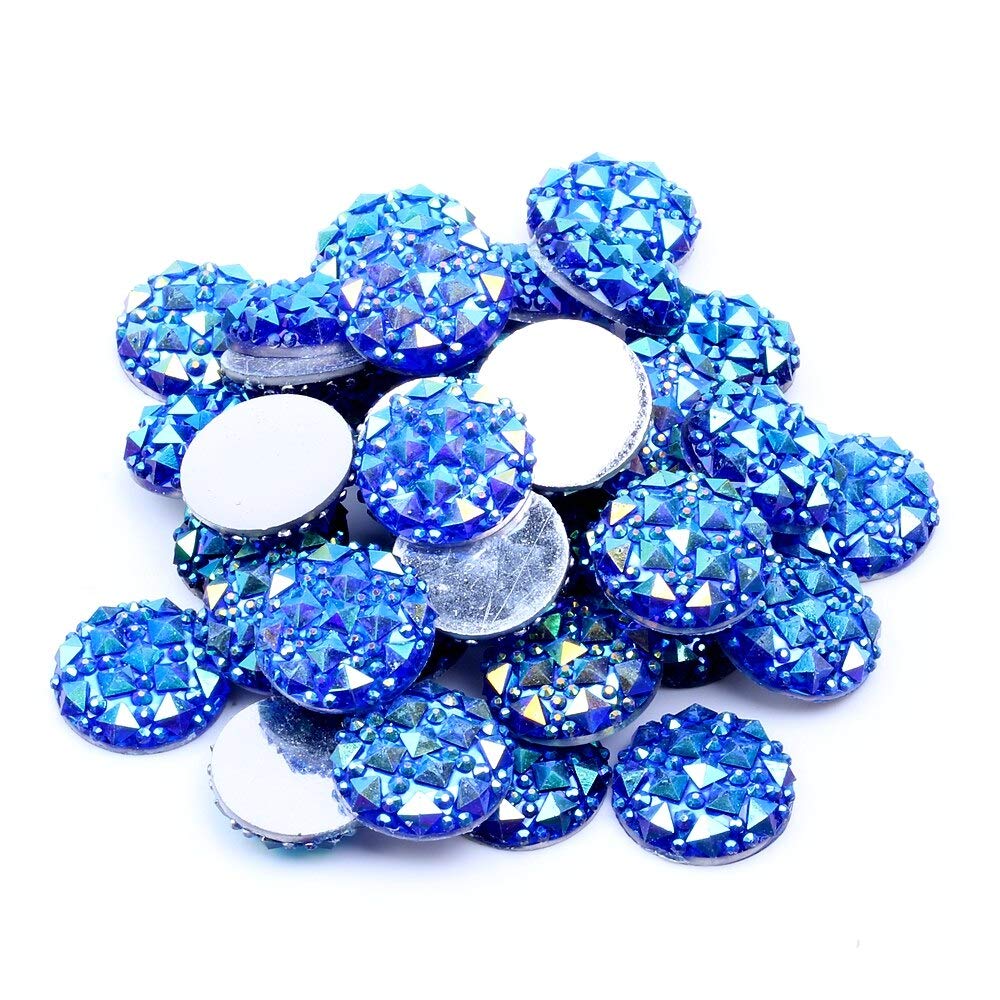 16mm Round Flatback Rhinestones - 40pcs Red AB Resin Stones for DIY Crafts, Fabric Decor & Garment Accessories - Perfect for Costumes, Jewelry Making & Home Decor