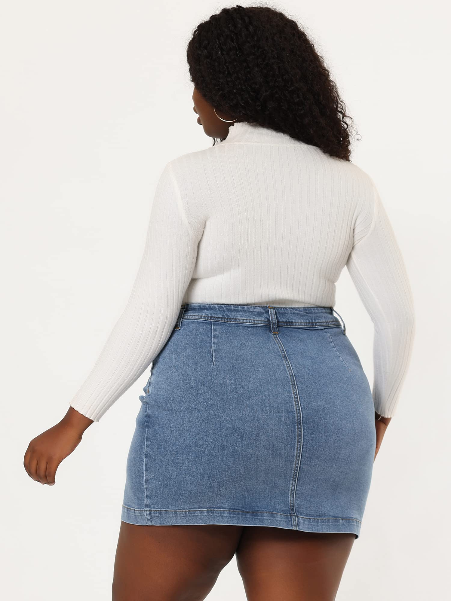 Agnes Orinda Women's Plus Size Denim Skirts - Mini A-Line Button Front with Side Pockets, Casual Summer Jean Skirt for Outfits, Dates & Beach Wear