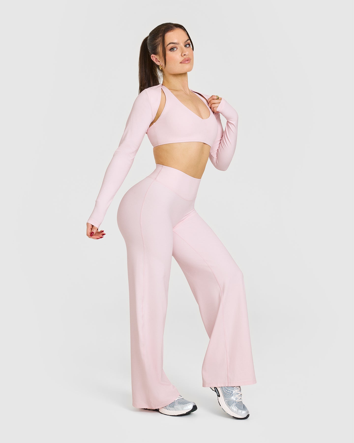 SoftMotion™ Long Sleeve Ballet Pink Shrug - Elegant Cover-Up for Dance, Yoga & Casual Wear